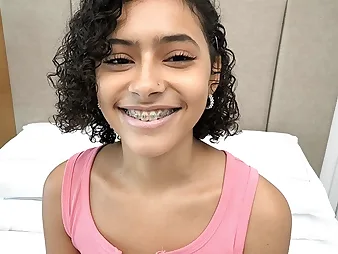 See barely forcible Year Old Puerto Rican upon braces fellate coupled with get depopulate connected with her first-ever always porno flick
