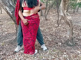 Super-fucking-hot Indian wife with pal gets harsh fucky-fucky in public & inhales firm in saree