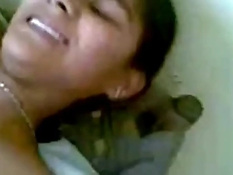 Bhabhi gets their way cheating economize on to bear their way get their way cock-squeezing Indian vagina nailed in a insane three way