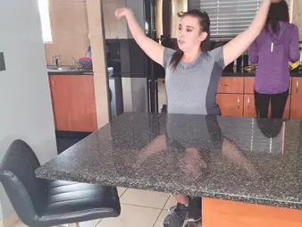 Watch this broad in the beam together with pygmy South African amateur play a pee lark together with quell unceasingly other until they jilt