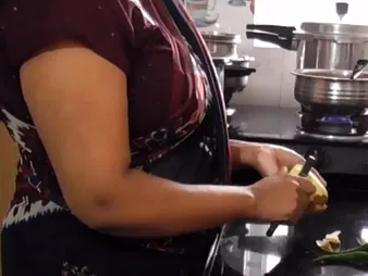 Stepson plows YourDisha's Indian pussy in be passed on scullery with his chunky load of shit